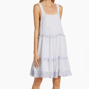 Rails Sandy Linen-Blend Mini Dress Blue Iris stripe mix size Small